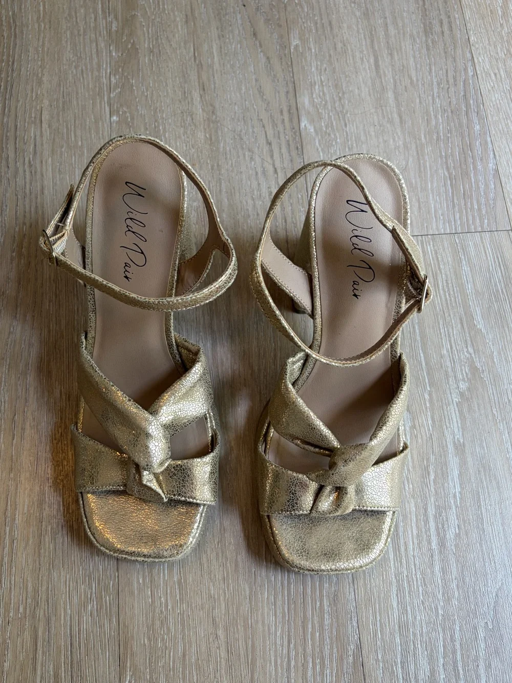 Wild Pair Metallic Gold Chunky Block Heels